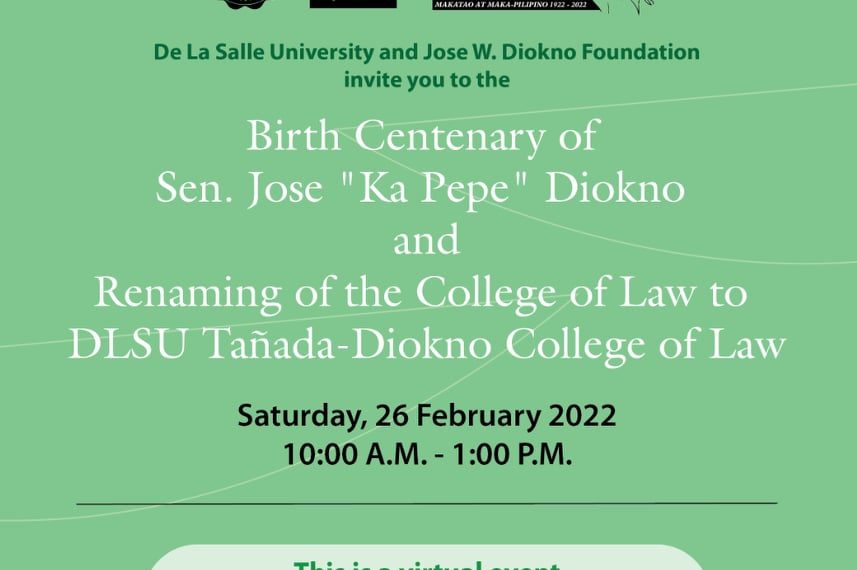 Tañada-Diokno College of Law bilang bagong bansag sa kolehiyo, opisyal nang ipinangalan ng DLSU